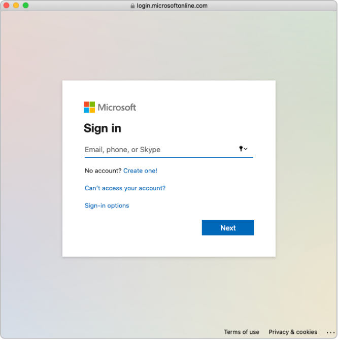 Fenêtre de connexion Microsoft Entra ID au-dessus de la fenêtre Apple School Manager.
